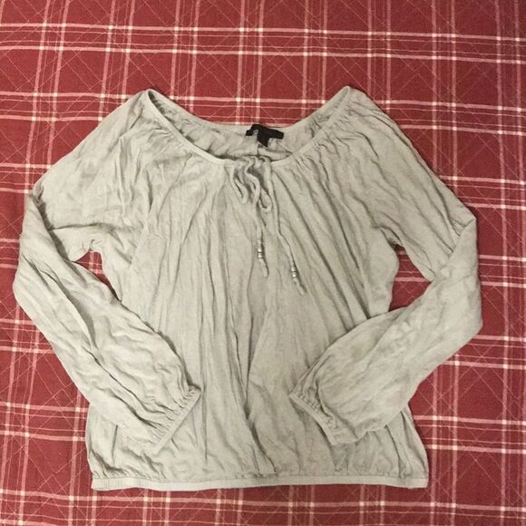 🌻3/$15 Express lightweight off shoulder open cardigan tied blouse sweater - Picture 2 of 9